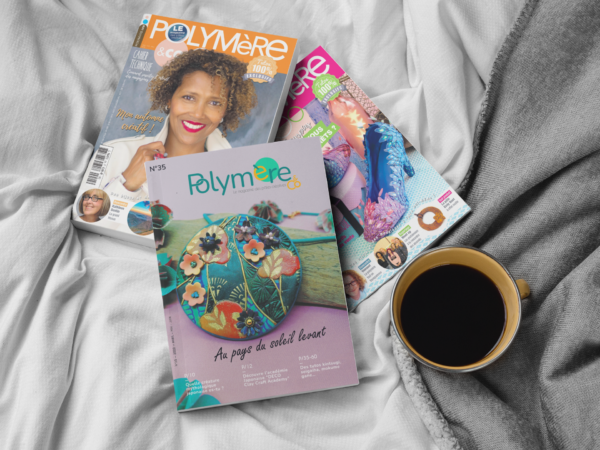 3 magazines Polymère & Co sur une couverture représentant l'abonnement